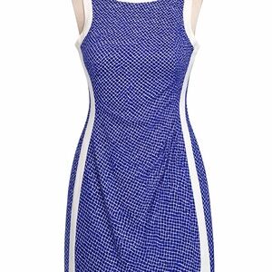 Chaps Navy and White Geometric Dress